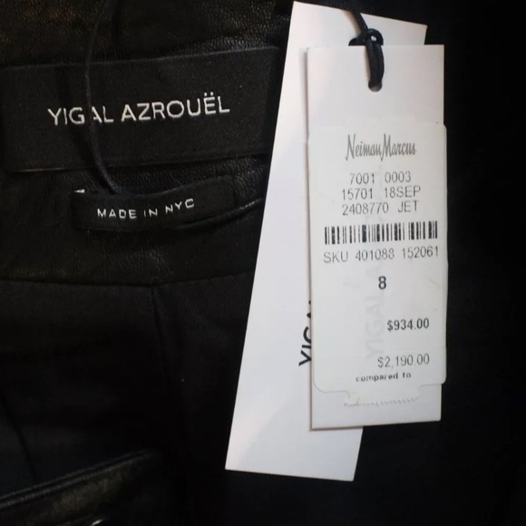 Yigal Azrouël Lace-Up Detail Leather Jacket $2190 - Picture 4 of 9